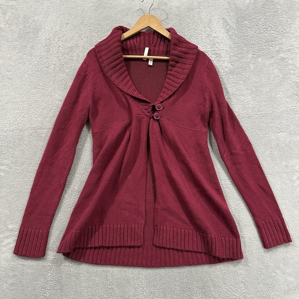 Susina Button Front Cardigan Long Sleeves Women XL Fuchsia Pink Knit Y2K Vtg